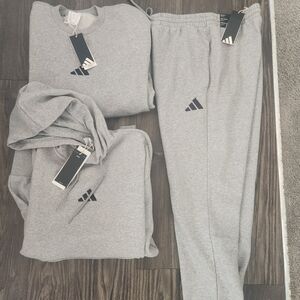 BWT Adidas Originals Men's Gray/Black SweatSuit (Hoodie Crewneck & Jogger) Sz M